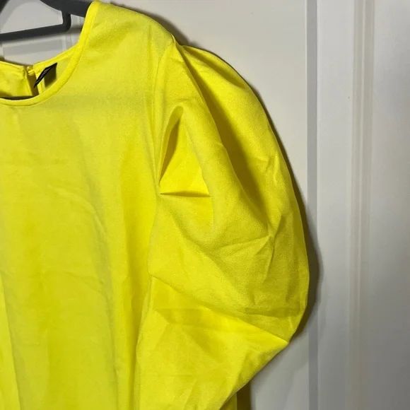 SHEIN SPRING Yellow ruched Puff Sleeve Blouse plus size - Picture 5 of 9